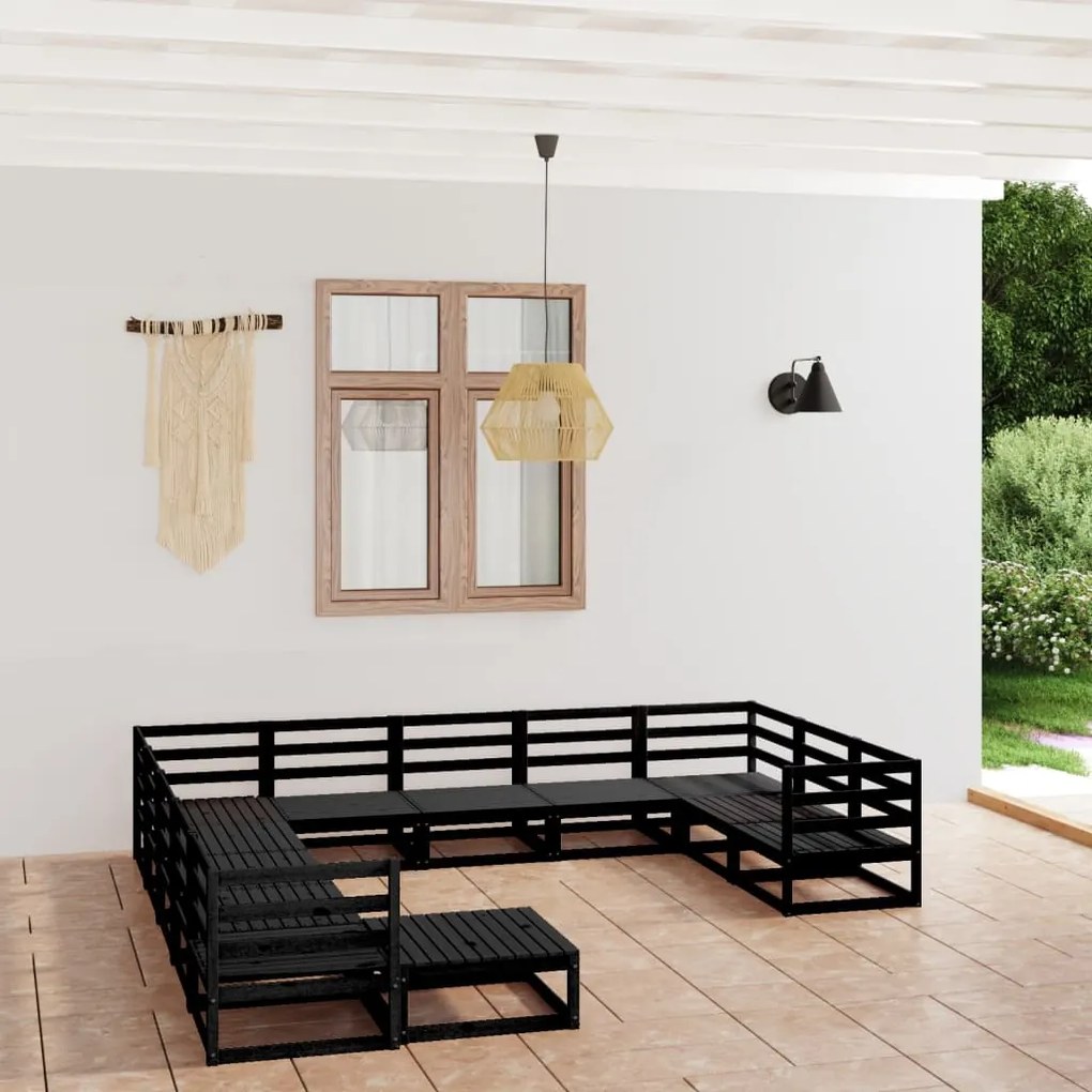 vidaXL Set mobilier de grădină, 12 piese, lemn masiv de pin