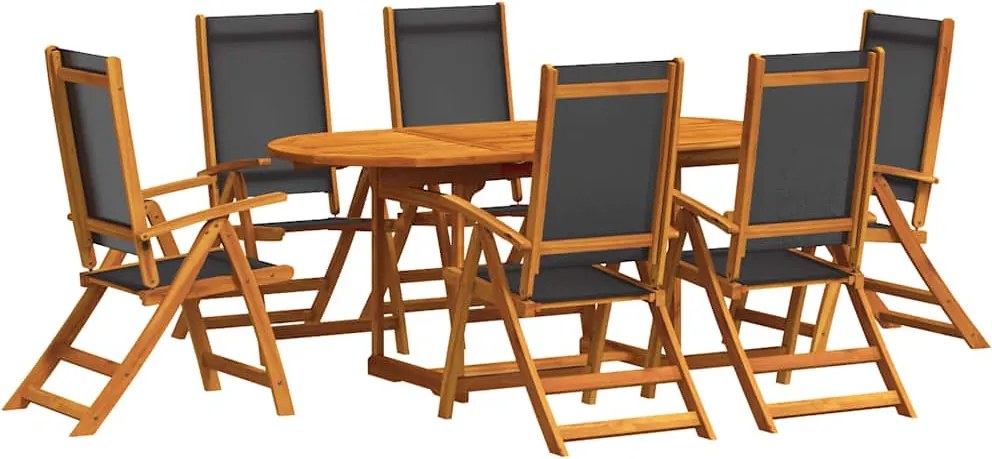 vidaXL Set mobilier de grădină, 7 piese, lemn masiv acacia/textilenă
