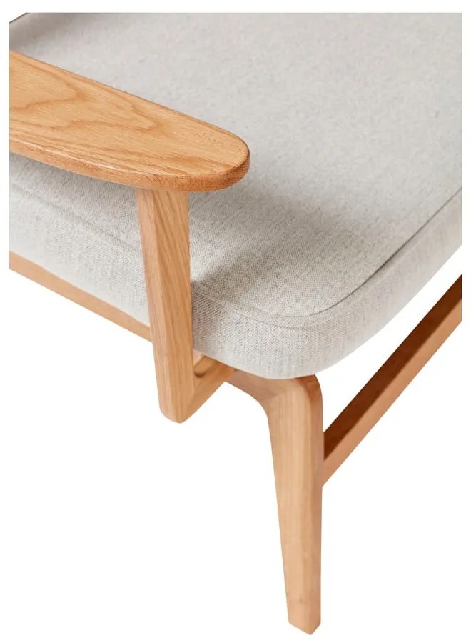 Fotoliu cu structură din lemn de stejar Hübsch Haze, gri