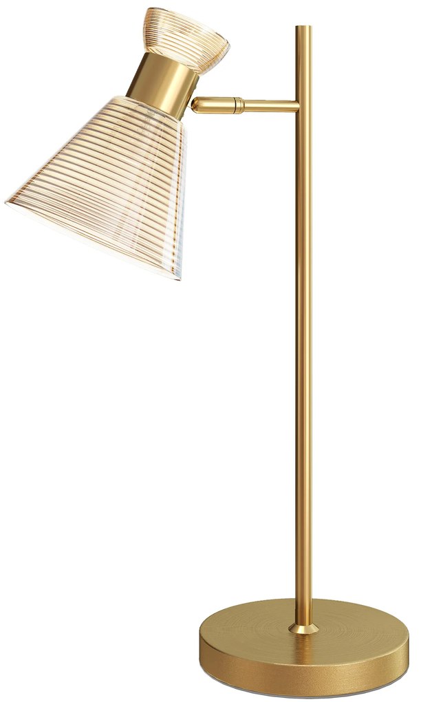 HOMCOM Lampă de Masă Modernă cu Abajur Reglabil din Sticlă Ambrată și Satinată, Suport E27, Aur | Aosom Romania