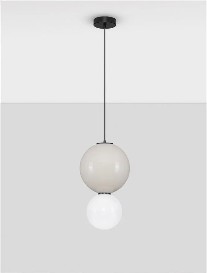 Pendul LED decorativ portelan gri, sticla alb, NOESIS