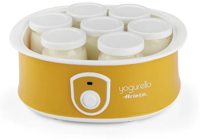 Aparat preparare iaurt Ariete YOGURELLA 0617/00, 20 W, 1.3 L, 7 borcane, Usor de curatat, Galben