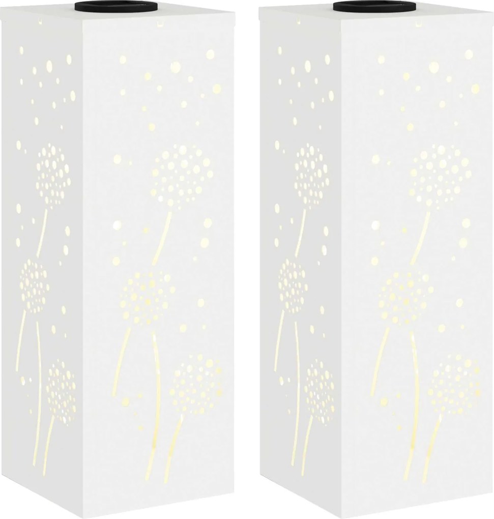 vidaXL Lumină LED Solară pentru Alei 2 pcs Alb Oțel laminat la rece