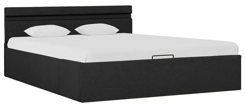285603 vidaXL Cadru pat hidraulic cu LED, gri închis, 140x200 cm, textil