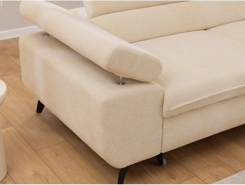 Colțar crem cu tapițerie din chenille (cu colț pe partea dreaptă/în formă de ”L”) Marbeya – Ropez