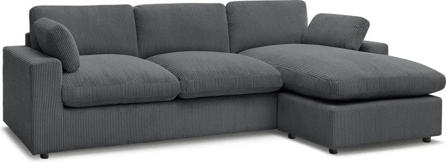 Colțar gri închis cu tapițerie din catifea reiată Belair – Bobochic Paris