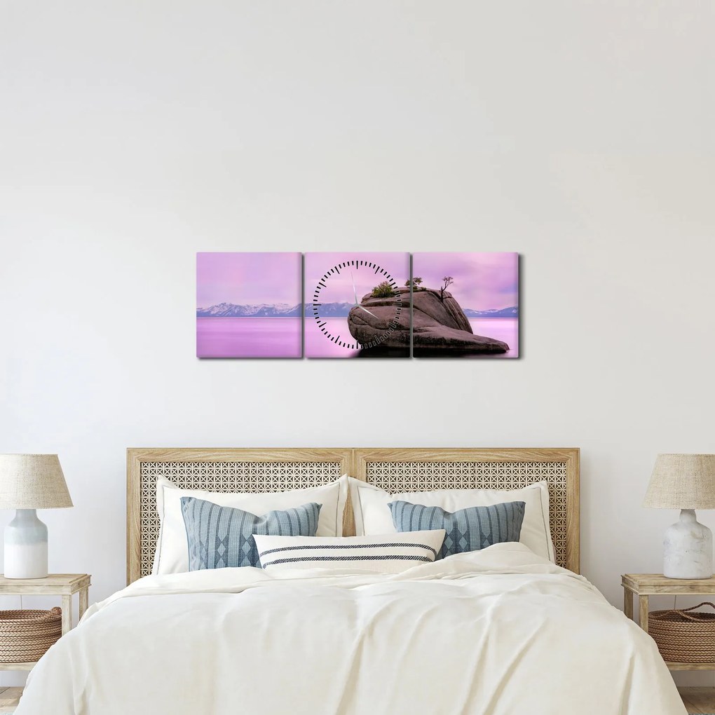 Tablou cu piata în mare (cu ceas) (90x30 cm)