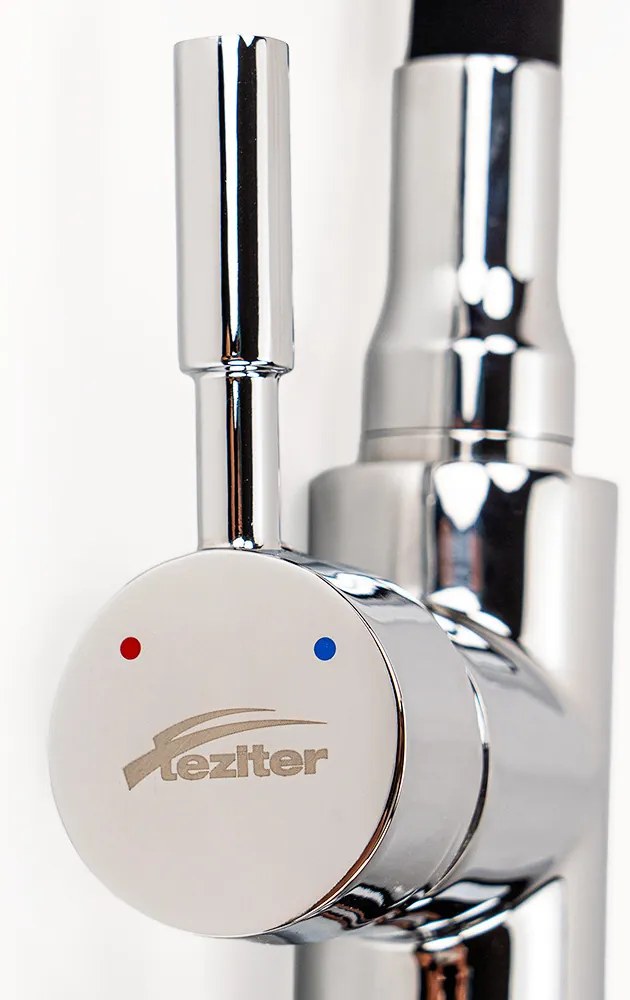 Robinet mixer pentru chiuvetă cu piedestal Corin cu gura de scurgere flexibilă negru