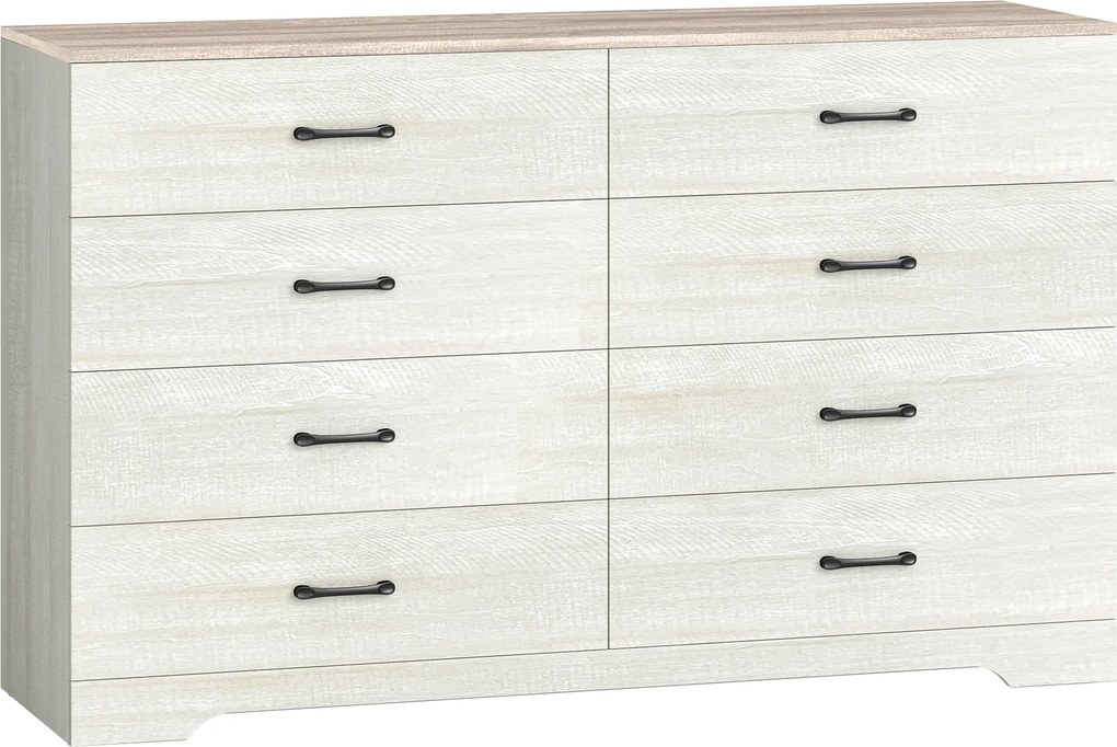 HOMCOM Comodă cu 8 Sertare pentru Dormitor, Modernă, cu Mânere, Spațioasă pentru Sufragerie, Cameră și Hol, 140x40x86 cm, Nuc și Gri Deschis | Aosom Romania