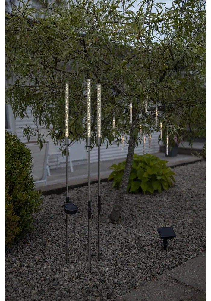 Set de 3 decorațiuni luminoase solare cu LED pentru exterior Star Trading Bubbly, înălțime 83 cm