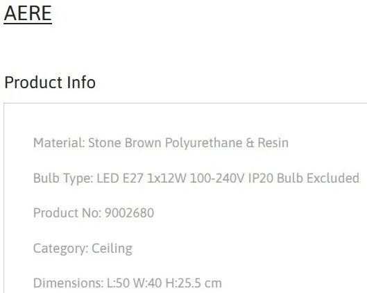 Plafoniera design modern, Stone Brown, AERE, L 50cm