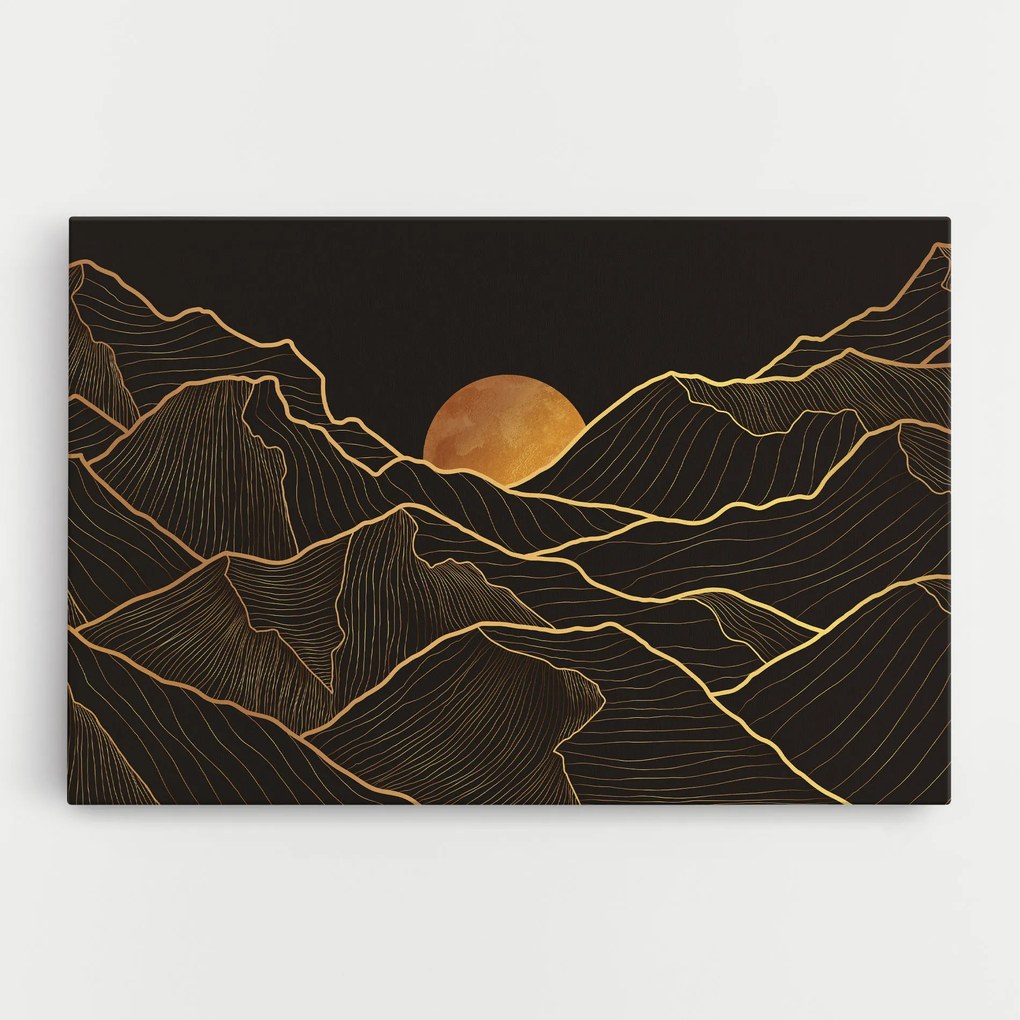 Tablou Canvas, 90x140cm, Dormitor si Living, Peisaje, Munti, Black Gold Mountains