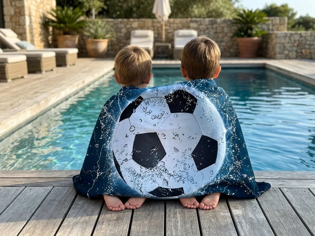 Prosop XXL de plaja cu uscare rapida GOALIX albastru-alb 150 x 210 cm, 100% microfibra