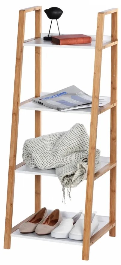 Suport cu 4 rafturi Finja, Wenko, 43 x 112 cm, bambus, natur