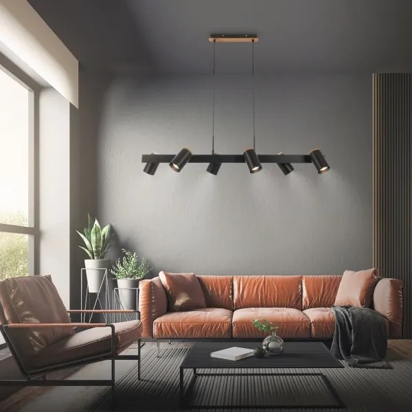 Briloner 4059065 - Lustră pe cablu ERA 6xGU10/10W/230V negru