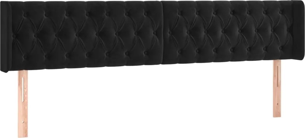 vidaXL Tăblie de pat cu aripioare negru 183x16x78/88 cm catifea