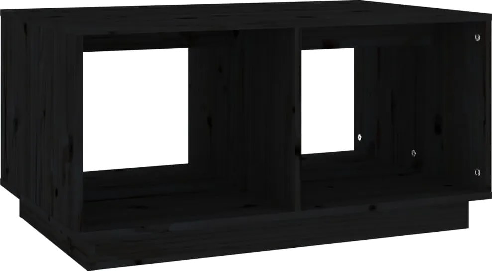 vidaXL Măsuță de cafea, negru, 80x50x40 cm, lemn masiv de pin