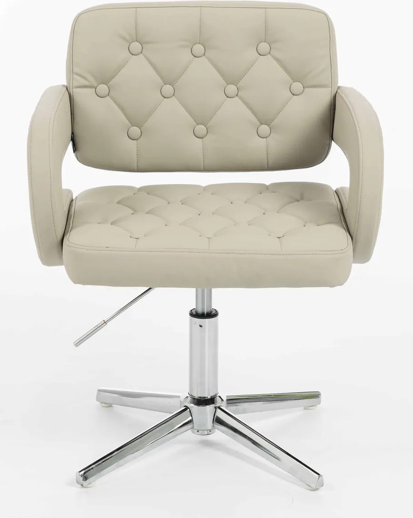 HR8403CROSS Scaun Ecru Piele Ecologica Premium Soft cu Bază Cromata