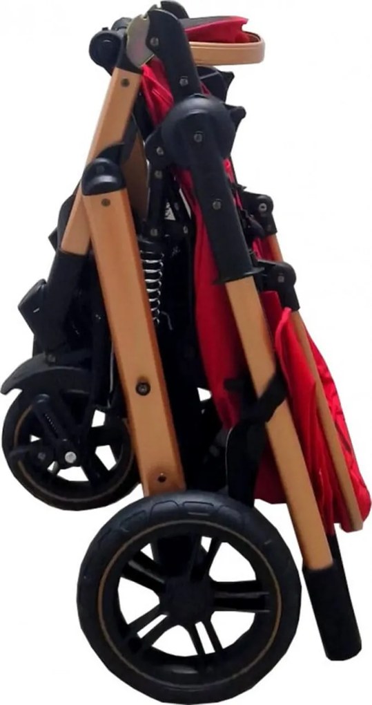 Carucior nou nascuti 2 in 1 BABY CARE™ PRO 512, Cu geanta bebe inclusa, Suspensii, Cadru aluminiu Gold, Maner reversibil, Spatar reglabil in 5