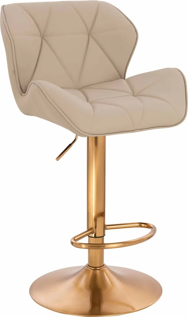 HR111W Scaun Crem Piele Ecologica Premium Soft cu Bază Aurie