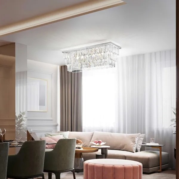 Ideal Lux - Plafonieră MARTINEZ 8xE14/40W/230V crom lucios