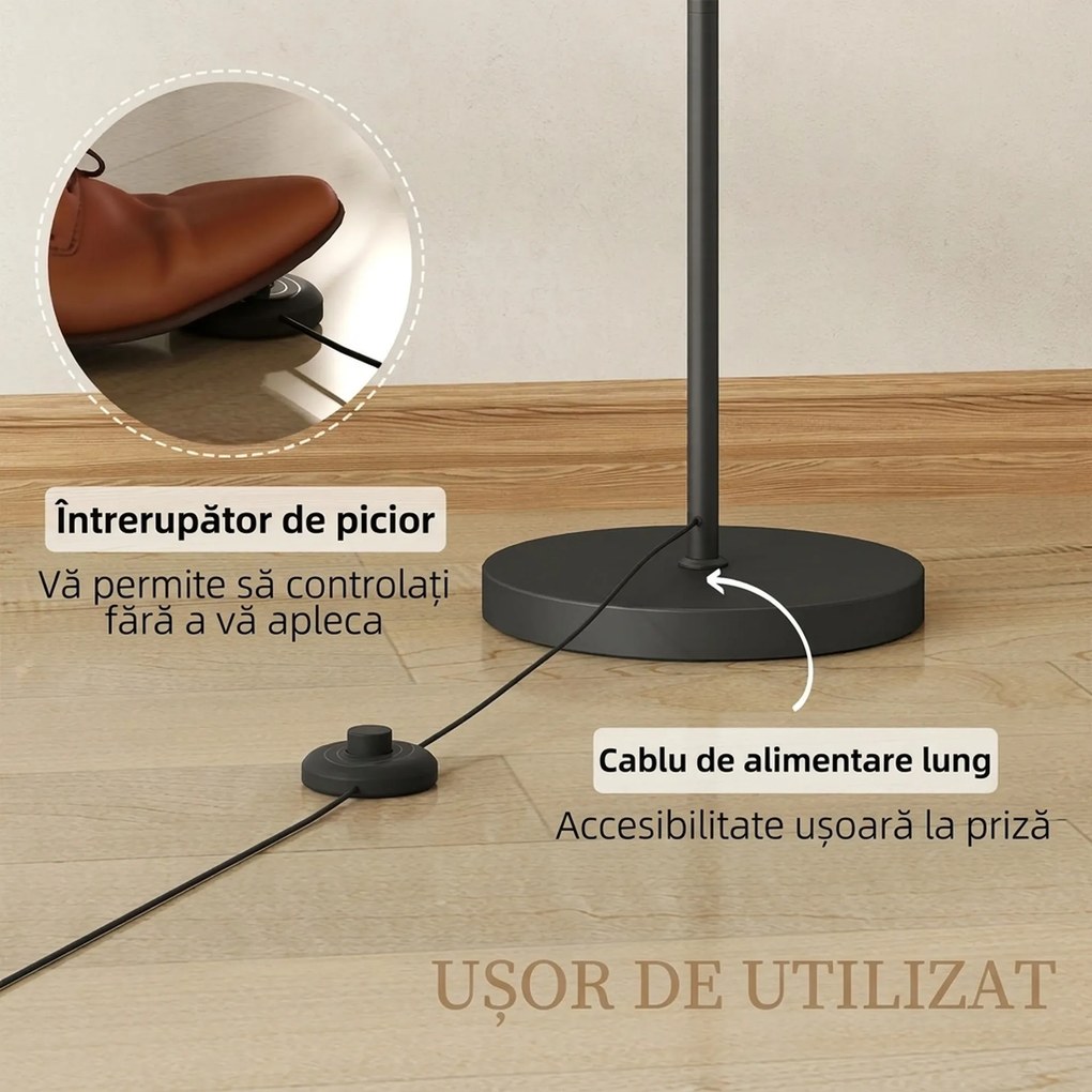 HOMCOM Lampă de Podea LED Reglabilă cu Telecomandă și Temporizator, Negru | Aosom Romania