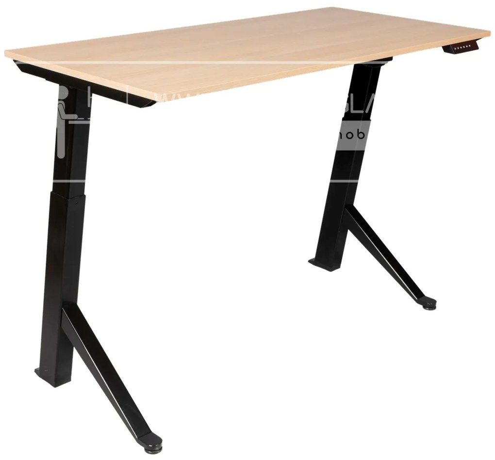 Birou reglabil electric TerrA2Y Black-cadru in Y / profil cadru negru (Dimensiune blat: 137x67 cm, Culoare blat: Alb 25mm)