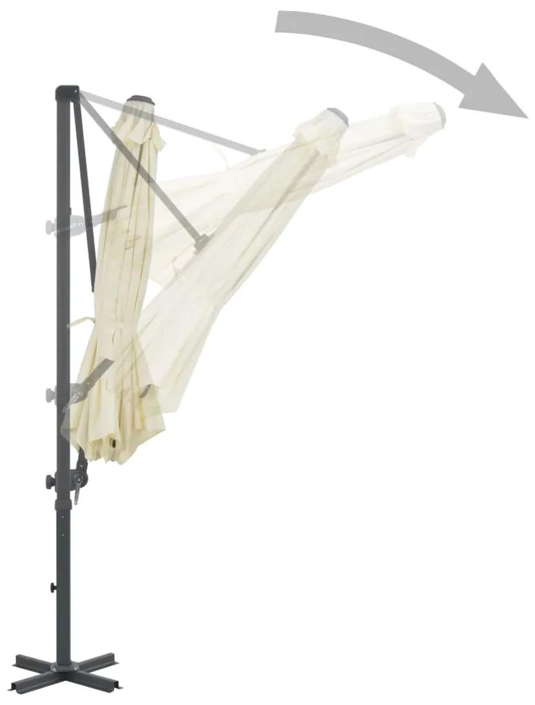 Umbrela suspendata cu stalp din aluminiu, nisipiu, 300 cm Nisip, 300 x 238 cm