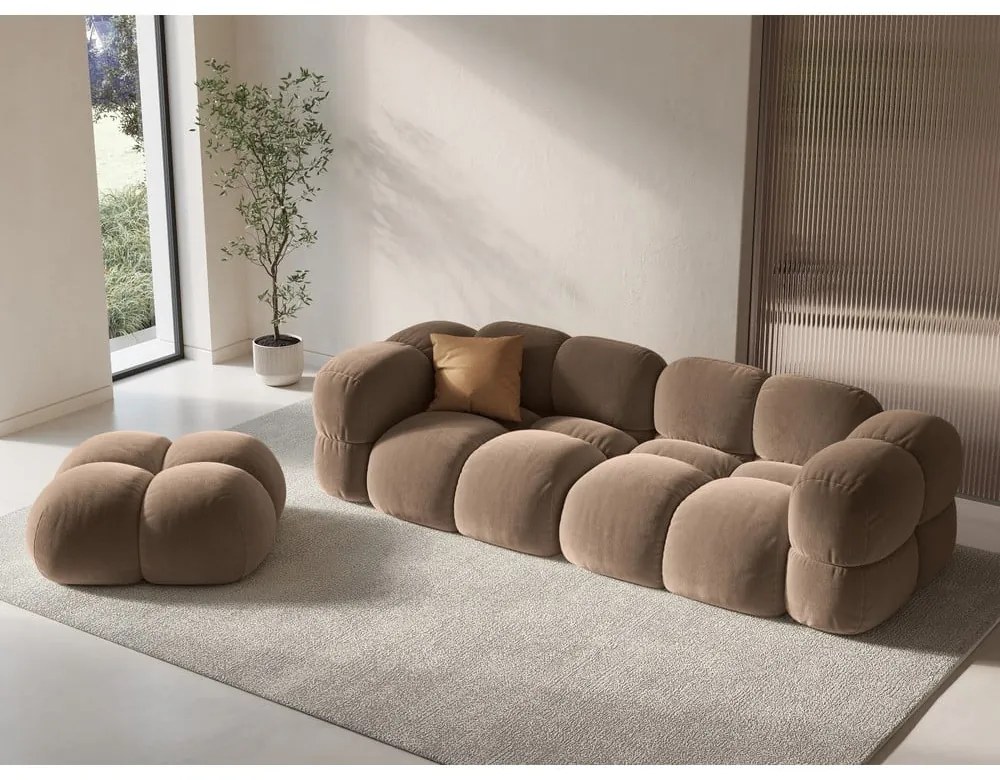 Canapea maro cu tapițerie din catifea 250 cm Loretto – Cosmopolitan Design