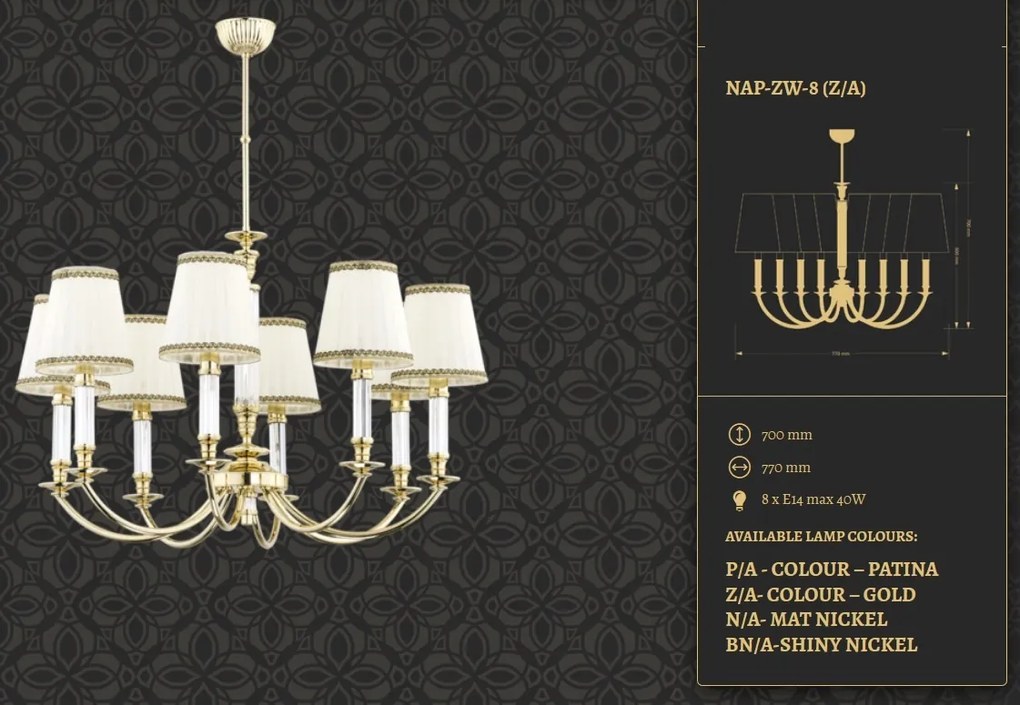 Candelabru 8 brate eleganta design clasic NAPOLI