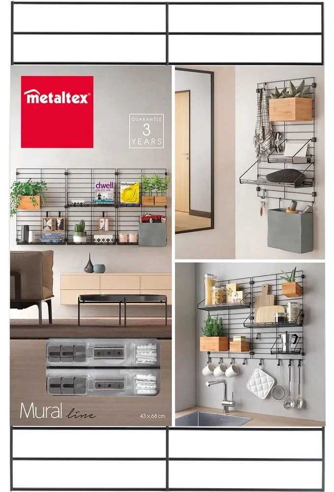 Componentă pentru sistem modular de rafturi neagră din metal Mural – Metaltex