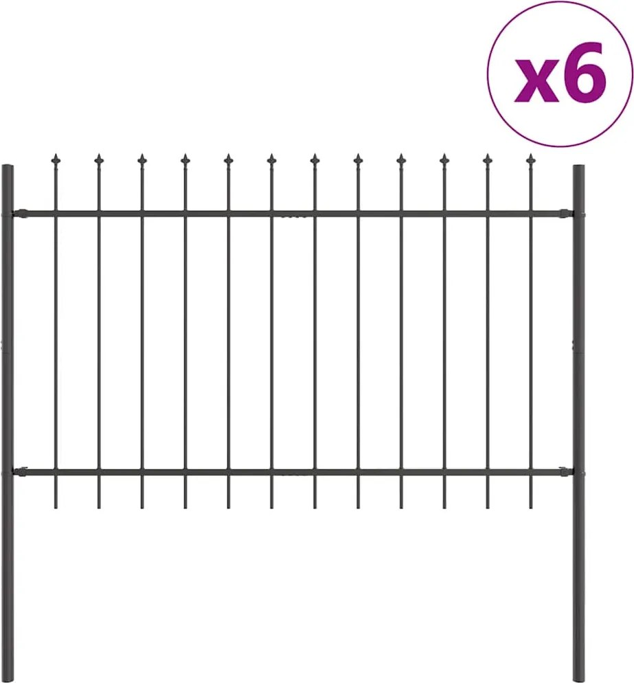 vidaXL Gard de Grădină 6 pcs Gri 10,2 x 1 m Oțel acoperit cu pulbere