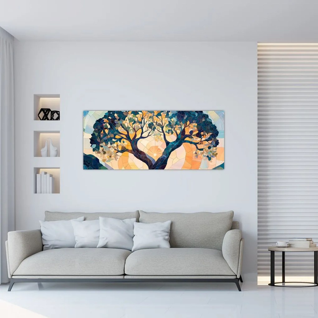 Tablou – Mozaic – soare și arbore II. (120x50 cm)