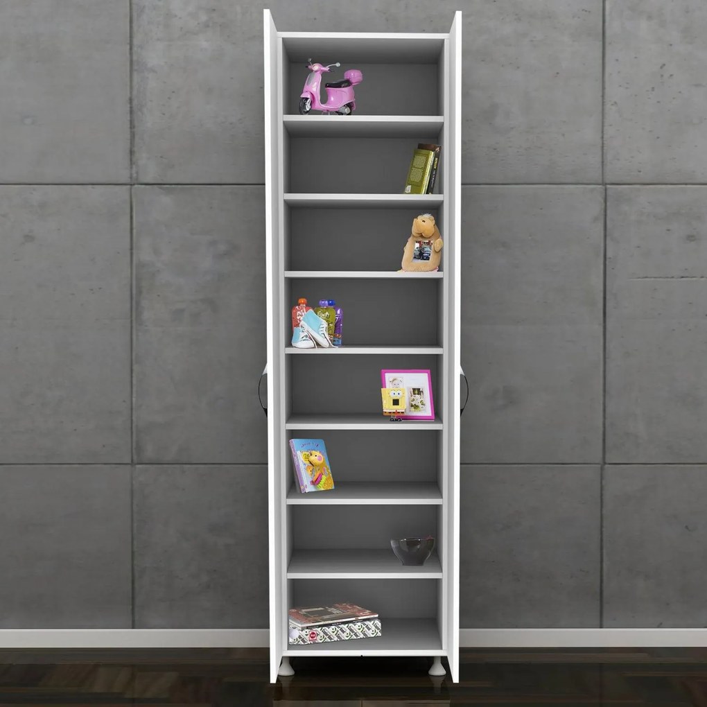 Dulap multifunctional Adore Diamond, 8 rafturi, 2 Usi, Alb 50x181x37 Cm