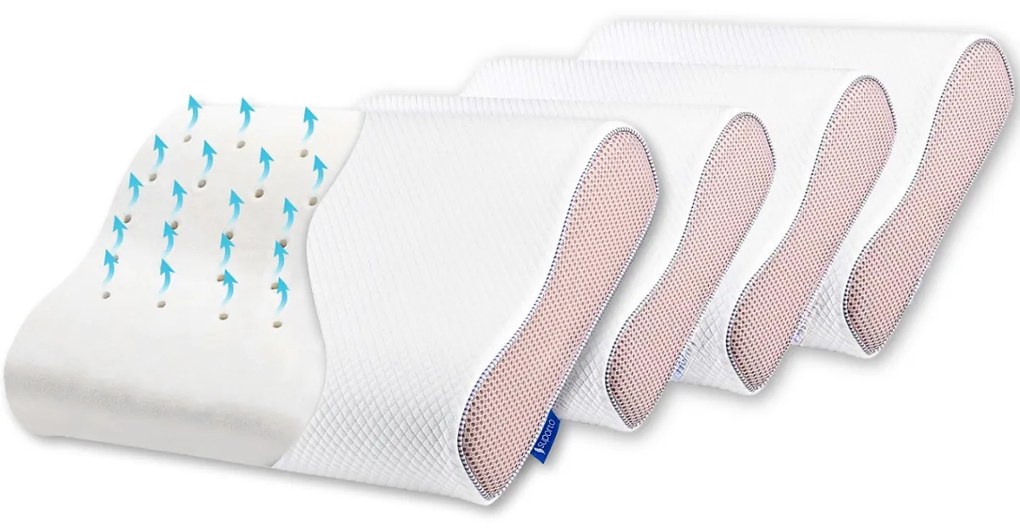 Set 4X perne ortopedice Suporto®️ spuma cu memorie 55 x 35 x 11 cm cu perforatii