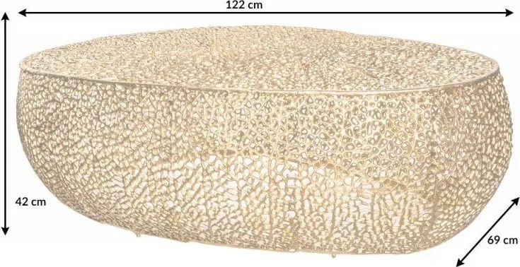 Masuta cu aspect deosebit Leaf 120cm, auriu