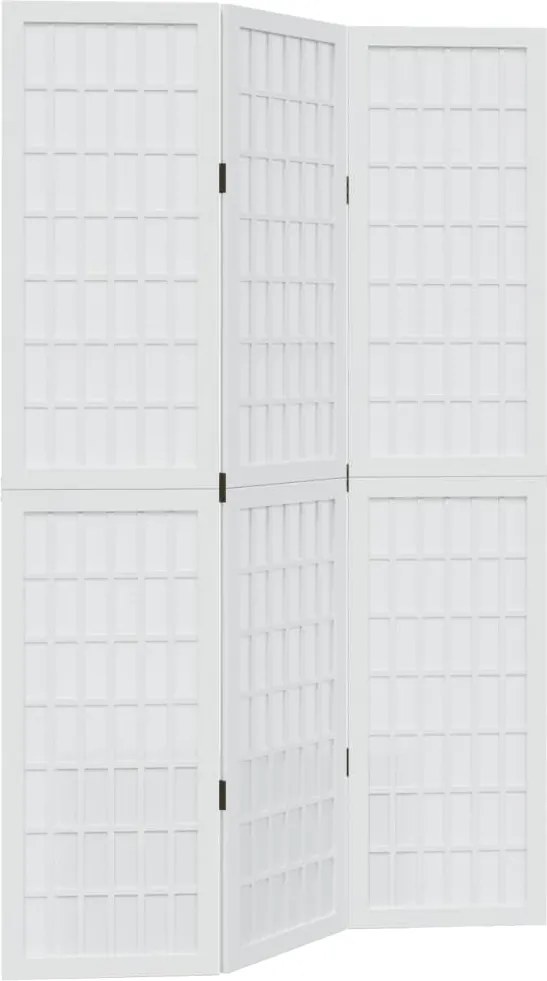 vidaXL Paravan cameră 3 panouri, alb, lemn masiv paulownia