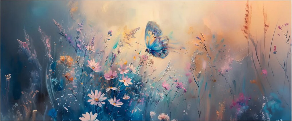 Tablou - Pajiște cu Fluture (120x50 cm)