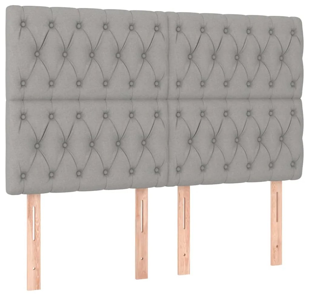 Pat continental cu saltea, gri deschis, 160x200 cm, textil