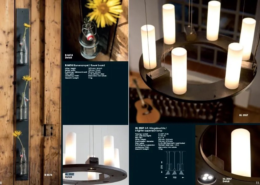 Candelabru din fier forjat cu 6 surse de lumina, HL 2557