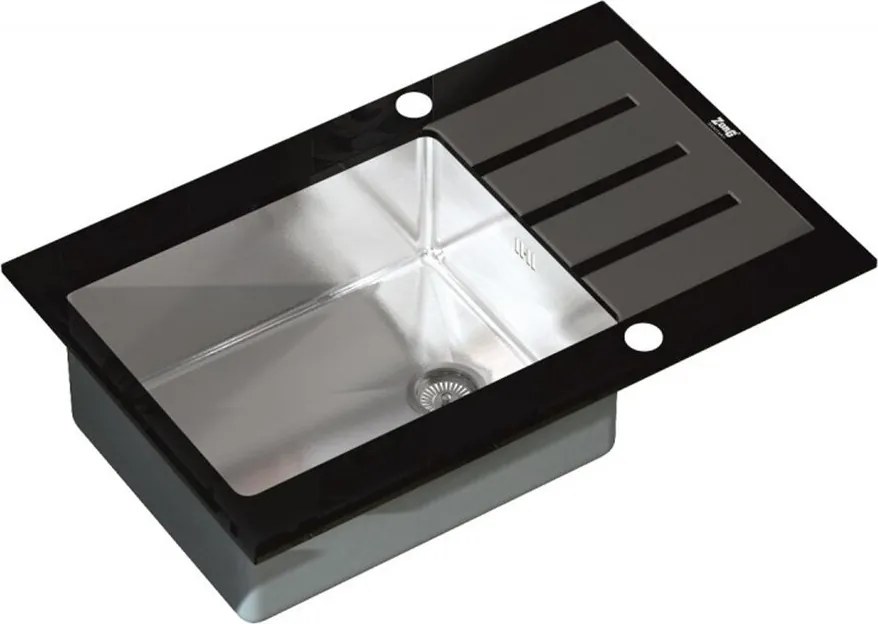 Chiuveta inox Inter Ceramic cu o cuva si picurator finisaj negru satinat 78x51 cm