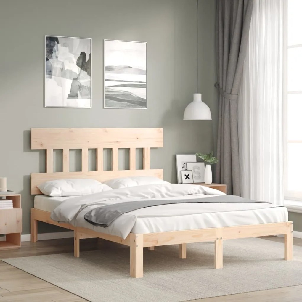 3193591 vidaXL Cadru de pat cu tăblie, 120x200 cm, lemn masiv