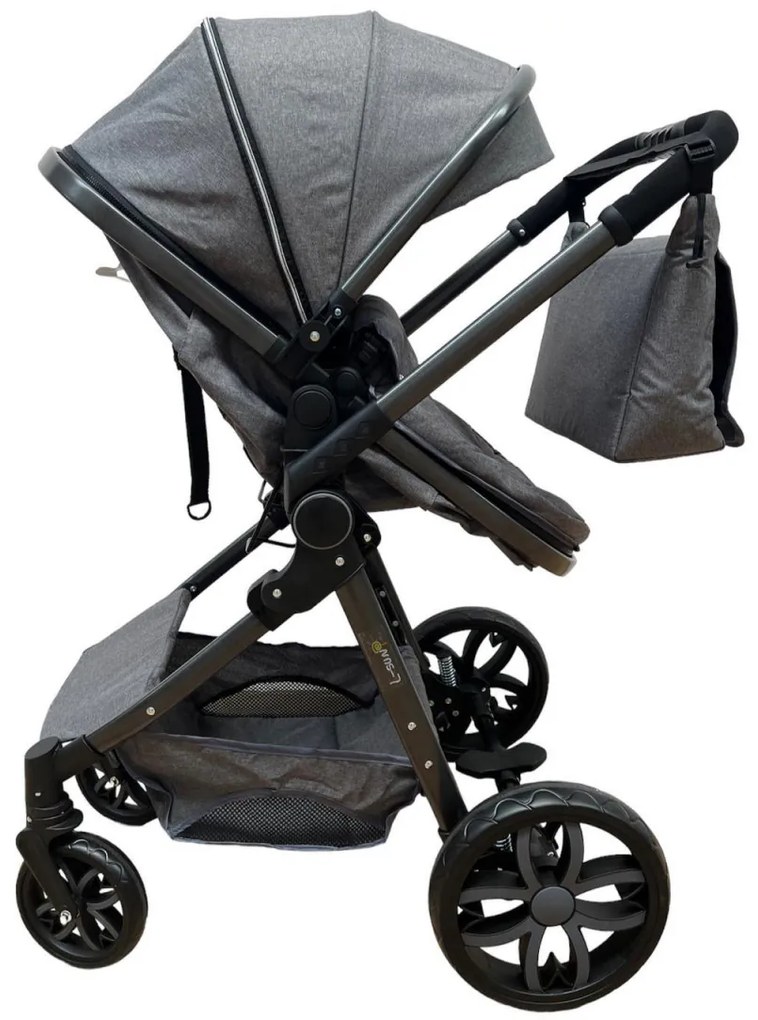 Carucior 2 in 1 cu cos de cumparaturi, transformabil, ușor și practic pentru copii 0-36 luni - CPC-34-gri