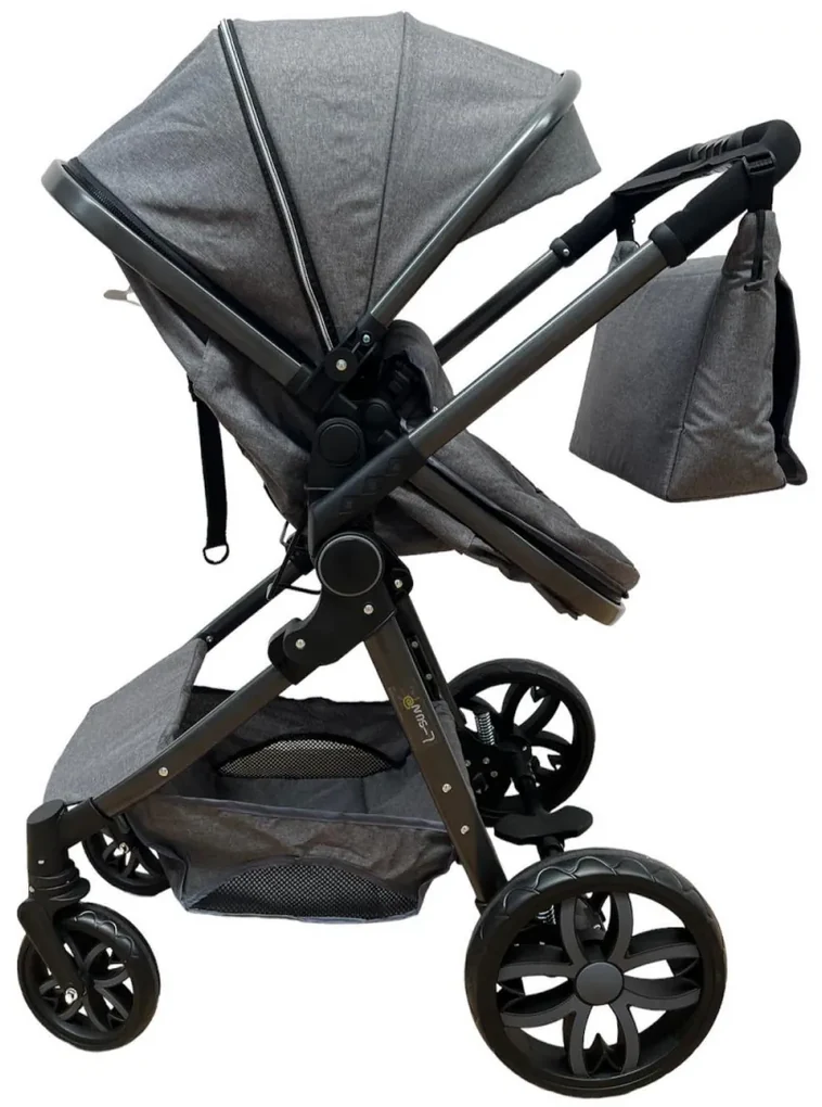 Carucior 2 in 1 cu cos de cumparaturi, transformabil, ușor și practic pentru copii 0-36 luni - CPC-34-gri