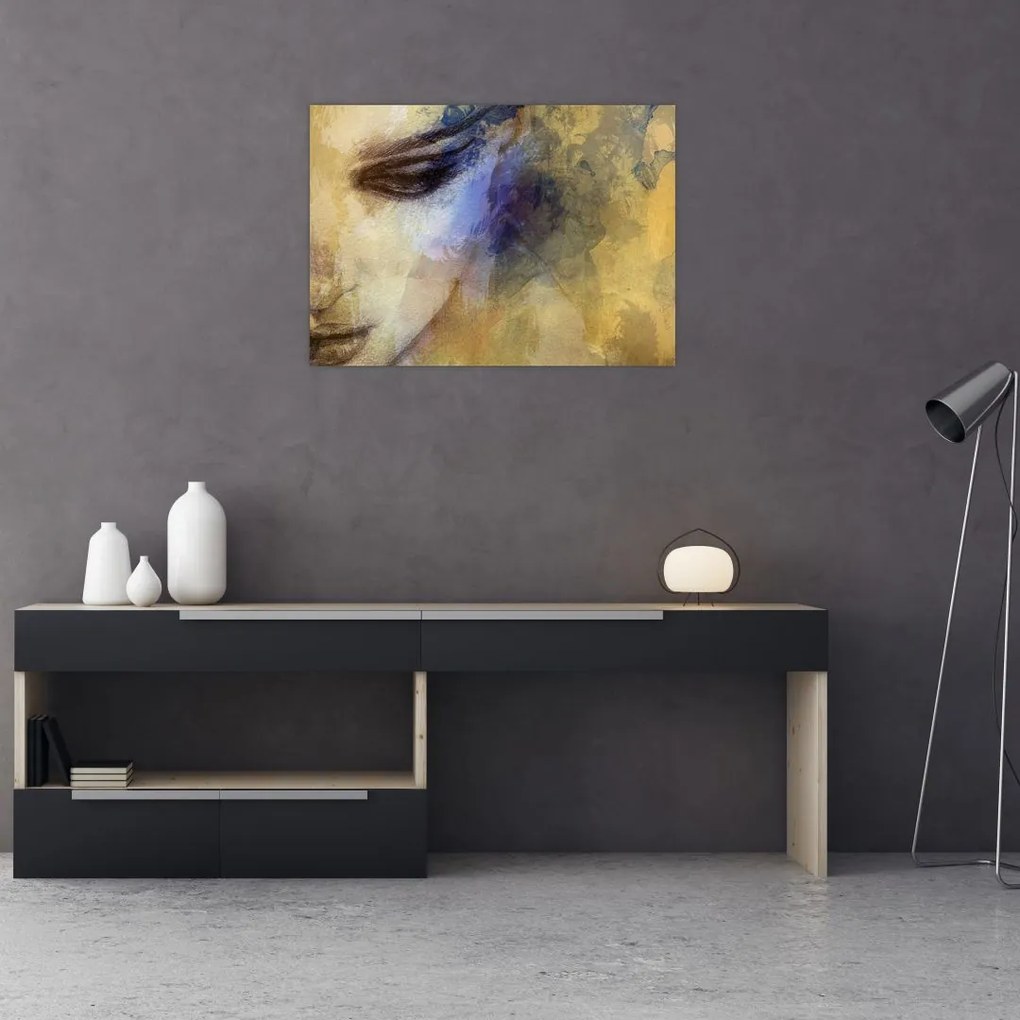 Tablou pe sticlă - Portretul femeii, desen (70x50 cm)