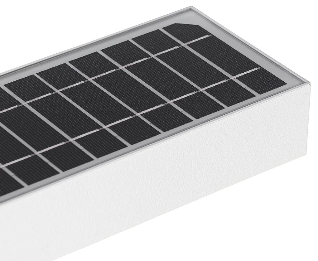 Aplică de perete exterioară albă cu lumină reglabilă și senzor solar - Kayo