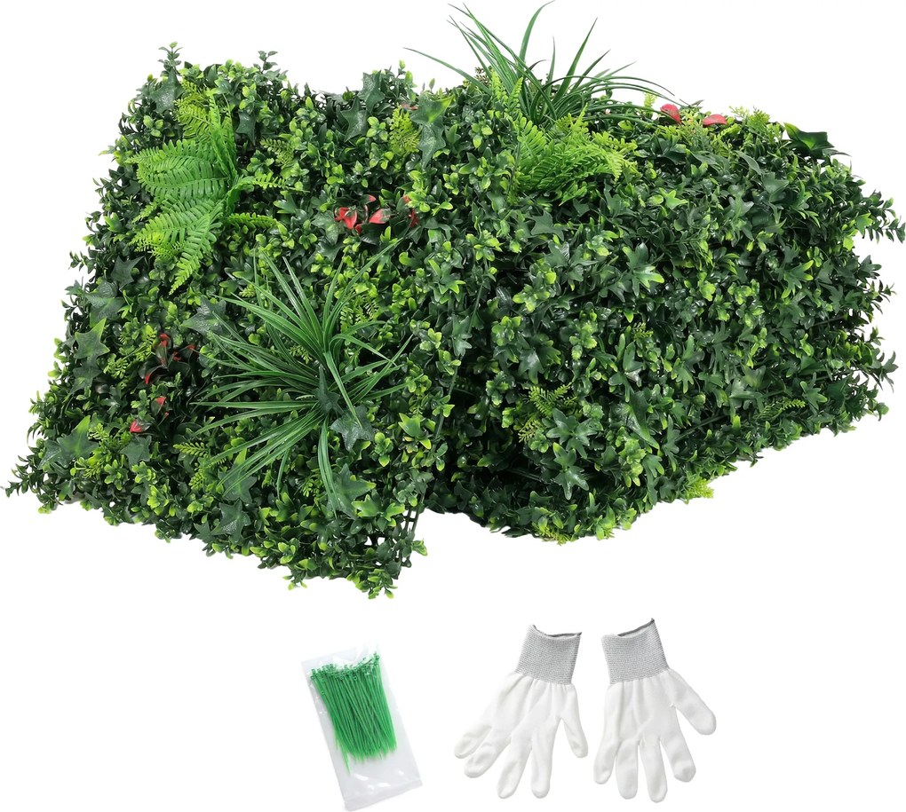 Outsunny Set de 6 Garduri Vii Artificiale pentru Ascundere Grădină 50x50 cm Tip Milano Montaj Ușor Anti-UV pentru Terasă Balcon Verde | Aosom Romania