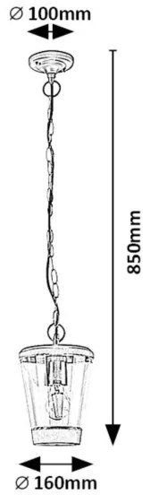 Lustră pe lanț de exterior SAVANO 1xE27/40W/230V IP44 Rabalux 7268