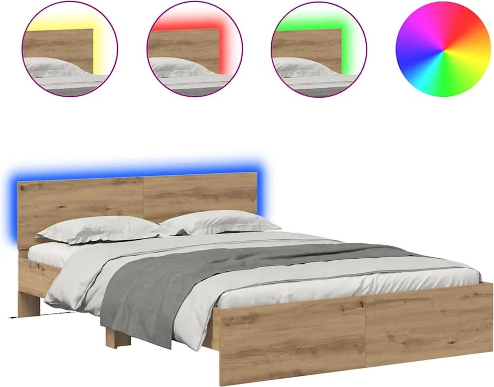 vidaXL Cadru de pat Stejar Artizanal 160 x 200 cm Lemn compozit