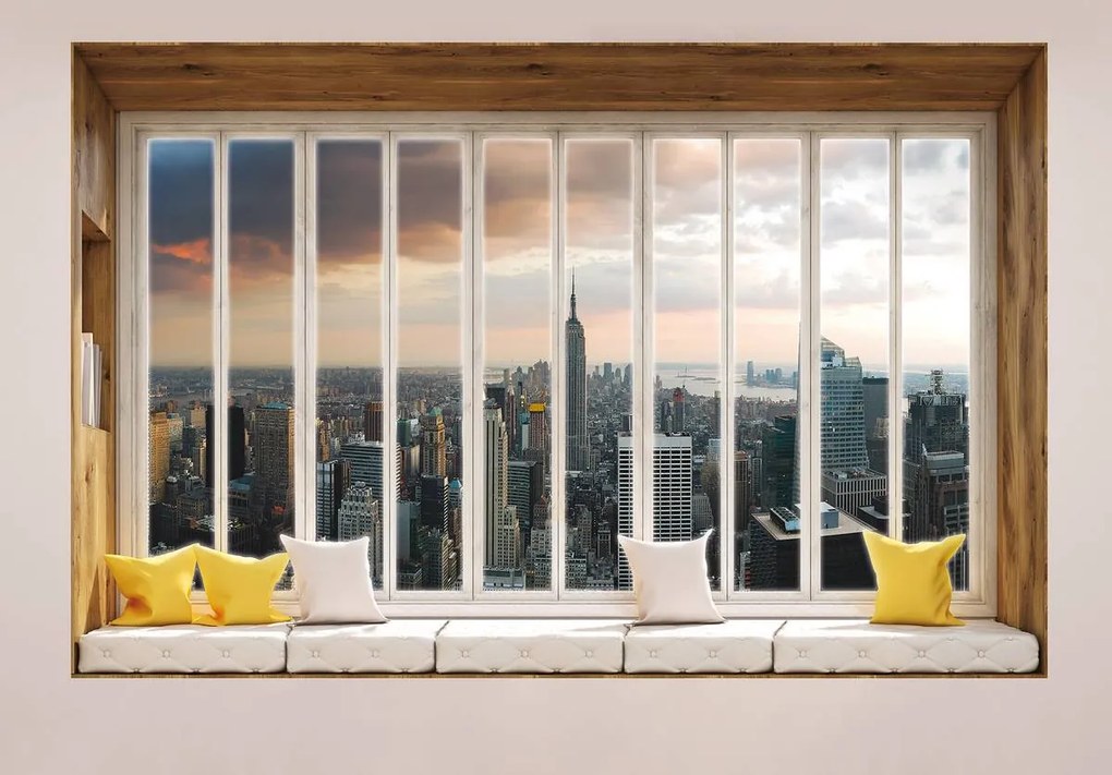 Fototapet - New York - privire din geam (152,5x104 cm)